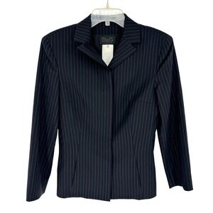 Vintage Dolce & Gabbana Pinstripe Blazer Button Front Navy Womens Size 30/44 (8)